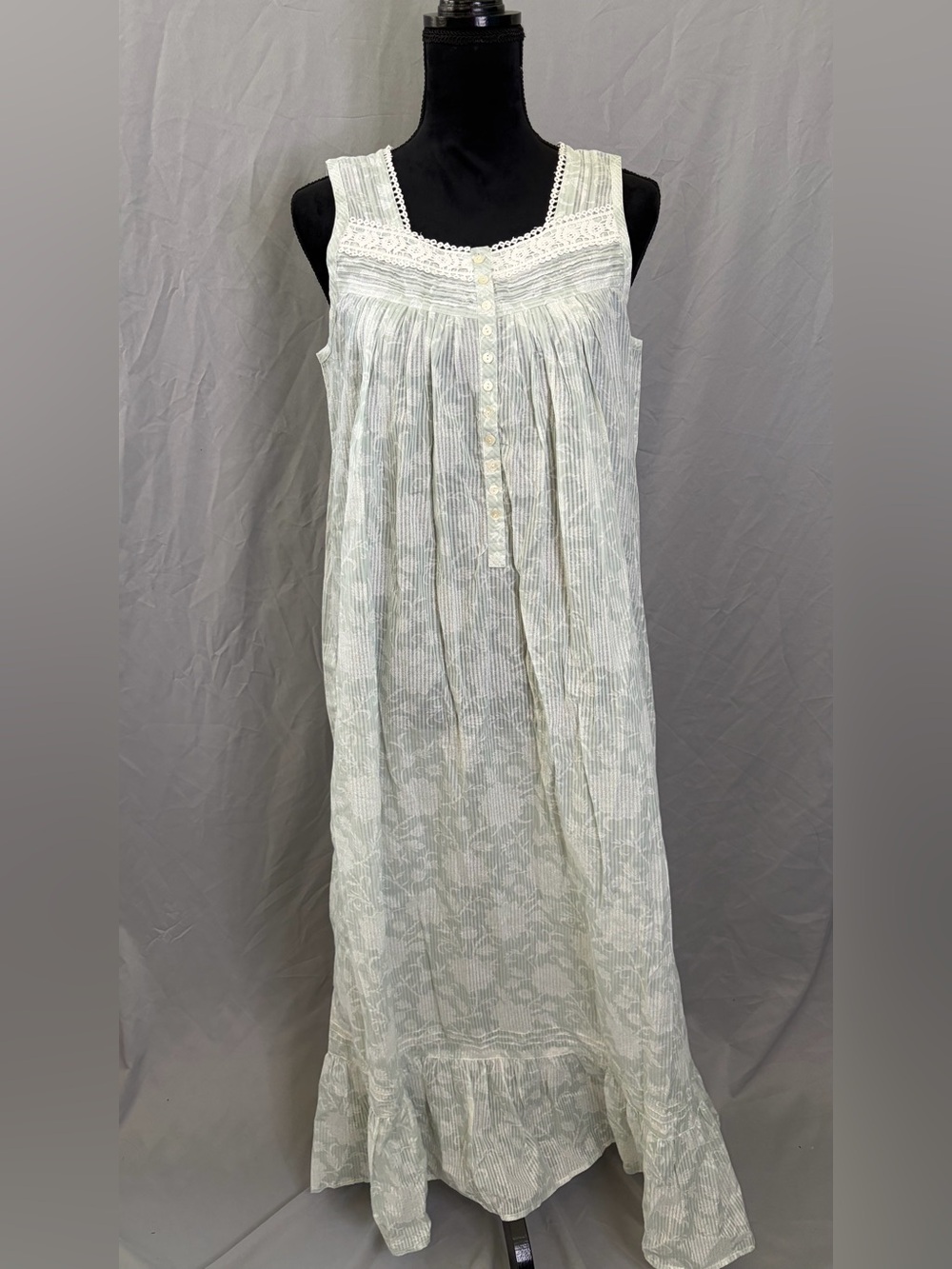 Shabby Chic Pale Blue Floral Cotton Nightgown
